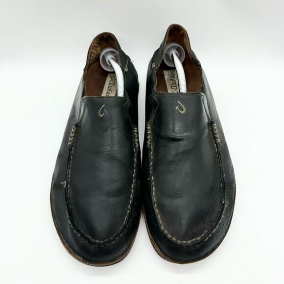 Olukai Moloa Slip On Leather Loafer Shoe In Black/ Toffee Sz 12 Business Casual - Picture 5 of 12